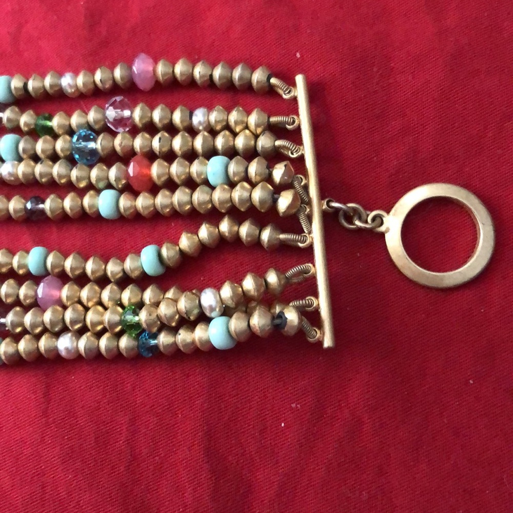 LAUREN RALPH LAUREN BRACELETW/GOLD+BLUE +RED BEADS - Picture 4 of 9